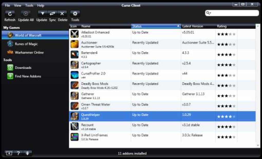 free download curse wow addons